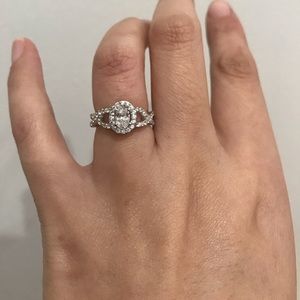 New silver oval cut engagement ring wedding ring